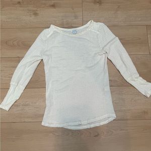 Sundance cream waffle knit top with velvet ribbon detail